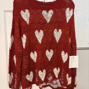 Red Heart Pattern Sweater